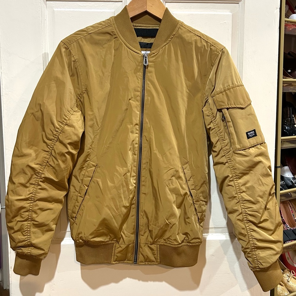 Pull&Bear Tan Utility Puffer Women's Jacket Gorpcore Cargo Cozy Size XS